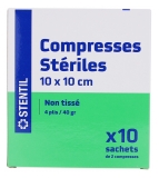 Stentil Compresses Stériles Non Tissées 10 Sachets de 2 Compresses de 10 x 10 cm