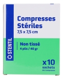 Stentil Compresses Stériles Non Tissées 10 Sachets de 2 Compresses de 7,5 x 7,5 cm