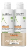 A-DERMA Exomega Control Gel Moussant Émollient Anti-Grattage Sans Parfum Lot de 2 x 500 ml