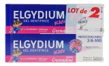 Elgydium Kids Dentifrice Protection Caries Grenadine 3/6 ans Lot de 2 x 50 ml