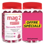 Mag 2 Gommes Nervosité Fatigue Framboise Lot de 2 x 45 Unités