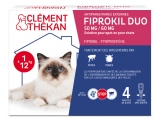Clément Thékan Fiprokil Duo Chat 1 à 12 kg Antiparasitaire Puces et Tiques 4 Pipettes 0,5 ml