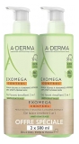 A-Derma Exomega Control Gel Lavant Émollient 2En1 Corps et Cheveux Flacons Pompe 2 x 500 ml