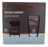 Florame Eau de Toilette Bleu Glacier Biologique 100 ml + Shampoing Douche Corps et Cheveux Bleu Glacier 200 ml