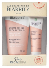 Laboratoires de Biarritz Cr&egrave;me Mains R&eacute;paratrice Mains Ab&icirc;m&eacute;es Irrit&eacute;es Tr&egrave;s S&egrave;ches 50 ml + Laboratoires de Biarritz Baume &agrave; L&egrave;vres R&eacute;parateur L&egrave;vres Ab&icirc;m&eacute;es Irrit&eacute;es Bio 15 ml
