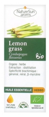 Huile Essentielle Lemongrass (Cymbopogon flexuosus) Bio 10 ml - Puissant Ar&ocirc;me Citronn&eacute; Purifiant