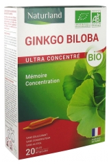 Ginkgo Biloba Bio 20 Ampoules - Compl&eacute;ment alimentaire bio pour la m&eacute;moire et la circulation