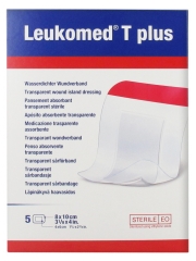 Essity Leukomed T Plus 5 Pansements Absorbants Transparents St&eacute;riles 8 x 10 cm