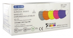 MASQUE CHIRURGICAL JETABLE TYPE IIR EFB 98% 5 COULEURS 50 MASQUES - PROTECTION ET CONFORT OPTIMAL