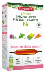 Superdiet Quatuor Bardane Beaut&eacute; de la Peau Bio 
Bardane Pissenlit Carotte Pens&eacute;e Sauvage - 20 Ampoules de 15 ml