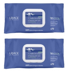 Lingettes nettoyantes pour b&eacute;b&eacute; Uriage 1&egrave;res Lingettes d'Eau - Lot de 2 x 70 Lingettes