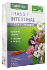 Ampoules buvables &agrave; base de plantes pour le confort intestinal - Naturland Transit Intestinal Bio 20 Ampoules