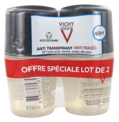 Vichy Homme Déodorant Anti-Transpirant Anti-Traces 48H Roll-On Lot de 2 x 50 ml