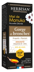 Herbesan Solution Buvable Gorge et Bronches Miel de Manuka IAA15+ - Flacon de 100 ml