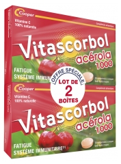 Vitascorbol Compl&eacute;ment Alimentaire &agrave; Base de Vitamine c - Ac&eacute;rola - 100% Naturelle - Fatigue et Syst&egrave;me Immunitaire - Programme 30 Jours - 30 Comprim&eacute;s &agrave; Croquer - Lot de 2