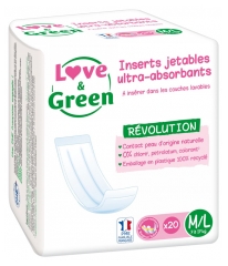 Love & Green Inserts Jetables Hypoallerg&eacute;niques Pour Couche Lavable Taille M/L 20 Unit&eacute;s