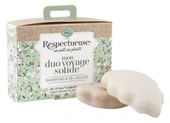 Respectueuse Mon Duo Voyage Solide : Shampoing Extra Doux 35 g + Gel Douche Nutritif 35 g