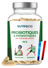 Nutri&Co Probiotiques & Pr&eacute;biotiques - Flore Intestinale Vegan 60 G&eacute;lules