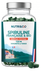 Nutri&Co Spiruline Bio 100% Fran&ccedil;aise Cultiv&eacute;e en Provence Vegan 120 Comprim&eacute;s