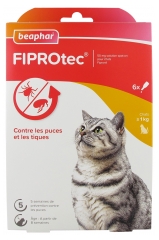 Beaphar Fiprotec 50 mg Solution Spot-On Pour Chats (> 1 Kg) au Fipronil
Puces et Tiques - 6 Pipettes X 0,5 ml