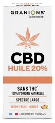 Granions Huile CBD 20% P&ecirc;che & Menthe Sans THC 10 ml