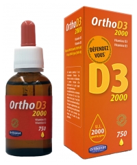 Orthonat D3 2000 UI Vitamine D3 D&eacute;fenses Immunitaires 750 Gouttes