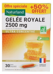 Naturland Gel&eacute;e Royale 2500 mg Ultra Concentr&eacute; Bio 20 Ampoules + 10 Ampoules Offertes