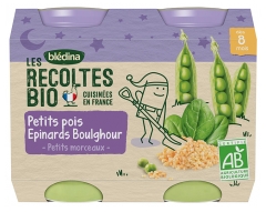 Bl&eacute;dina Les R&eacute;coltes Bio Petits Pois &Eacute;pinards Boulghour d&egrave;s 8 Mois 2 POTS