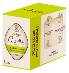 Cavaill&egrave;s Savon Surgras Oranger Jasmin Peaux S&egrave;ches 3 x 200 gr