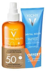 Vichy Capital Soleil Eau de Protection Solaire H&acirc;le Sublim&eacute; SPF50 200 ml + Lait Apr&egrave;s-Soleil Visage Corps 100 ml Offert