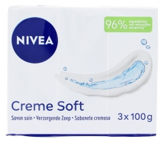 Nivea Cr&egrave;me Soft Savon Soin Visage Corps et Mains Lot de 3 x 100 g