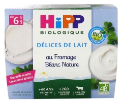 Hipp Fromage Blanc Nature Coupelles 4 X 100 g D&egrave;s 6 Mois