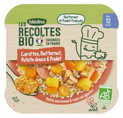 Les R&eacute;coltes Bio Carottes Butternut Patate Douce & Poulet d&egrave;s 12 Mois Bio 230 g