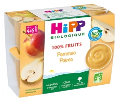 Hipp Pommes Poires Coupelles 4 X 100 g D&egrave;s 4/6 Mois