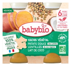 Babybio Hachis V&eacute;g&eacute;tal - Patate Douce Lentilles de Nos R&eacute;gions Lait de Coco 400 g
