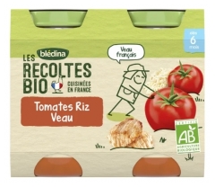 Bl&eacute;dina Les R&eacute;coltes Bio Tomates Riz Veau d&egrave;s 6 Mois Biologique 2 POTS
