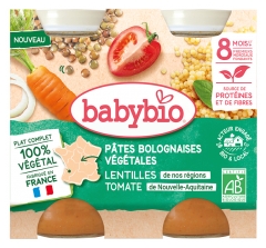 Babybio P&acirc;tes Bolognaises V&eacute;g&eacute;tales - Carottes Lentilles de Nos R&eacute;gions Tomates 400 g