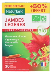 Naturland Jambes L&eacute;g&egrave;res Ultra Concentr&eacute; Bio 20 Ampoules de 10 ml + 10 Offertes