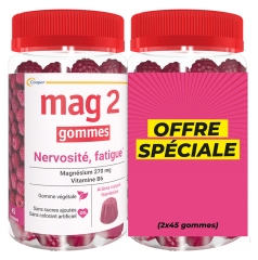 Mag 2 Gommes Nervosit&eacute; Fatigue Framboise Lot de 2 x 45 Unit&eacute;s