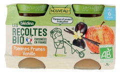Bl&eacute;dina Les R&eacute;coltes Bio Pommes Prunes Vanille D&egrave;s 6 Mois Bio 2 POTS