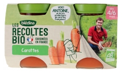Bl&eacute;dina Les R&eacute;coltes Bio Carottes D&egrave;s 4/6 Mois Bio 2 POTS