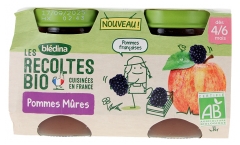 Bl&eacute;dina Les R&eacute;coltes Bio Pommes M&ucirc;res 4/6 Mois Bio 2 POTS