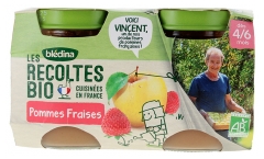 Bl&eacute;dina Les R&eacute;coltes Bio Pommes Fraises D&egrave;s 4/6 Mois Bio 2 POTS