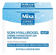 Mixa Soin Hyalurogel Cr&egrave;me Nuit Hydratante R&eacute;paratrice 24H 50 ml