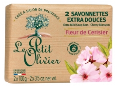 Le Petit Olivier Savon Solide Extra Doux Fleur de Cerisier 2 x 100 g