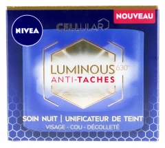 Nivea Cellular Luminous630 Soin de Nuit Unificateur de Teint Visage Cou et D&eacute;collet&eacute; 50 ml