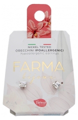 Pharma Bijoux Boucles d'Oreilles Hypoallerg&eacute;niques Pour Les Peaux Sensibles - Nickel Test&eacute; - Carr&eacute;s Crystal 4 mm