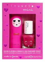 Inuwet Mini Coffret Baume &agrave; L&egrave;vres 3,5 Grammes Cerise + Vernis Parfum&eacute; &agrave; l'Eau 5 ML Fraise