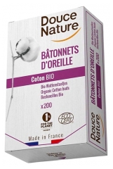 Douce Nature B&acirc;tonnets d'Oreille Coton Boite Distributrice Bio 200 Unit&eacute;s