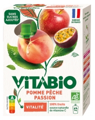 Vitabio Pomme Passion P&ecirc;che Bio 4 Gourdes de 100 g